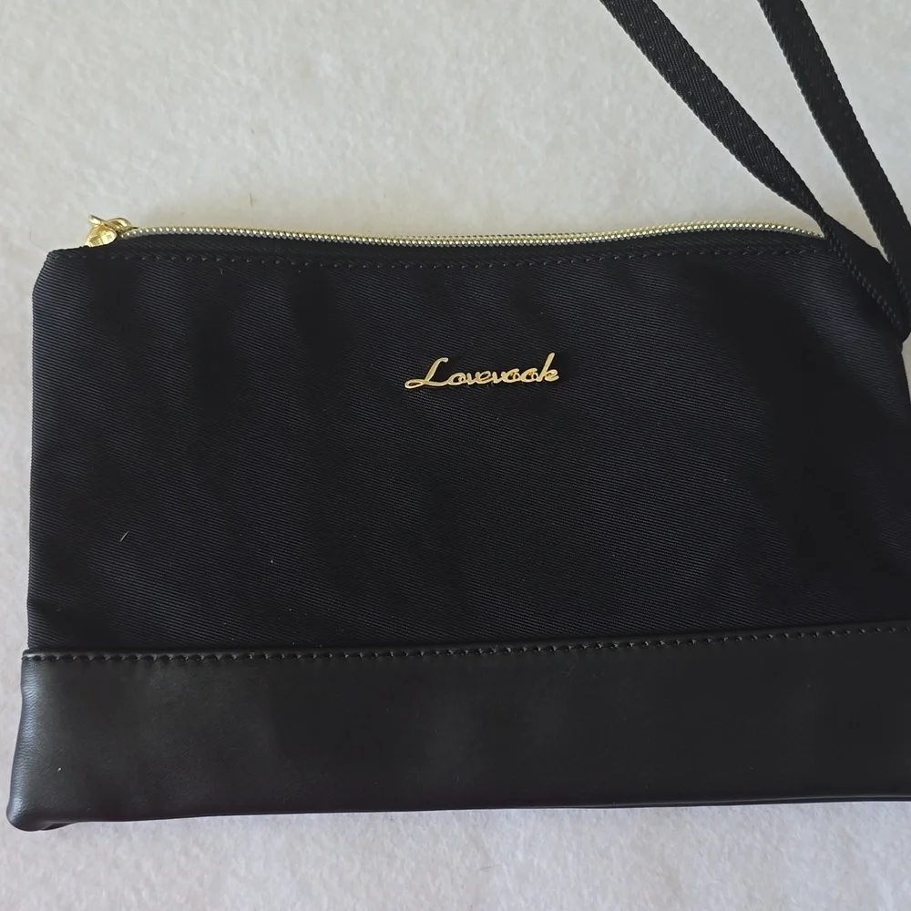 Black Lovevook Backpack Tote Bag 2-Piece Set w/ Pouch Gold Zippers NWT‎